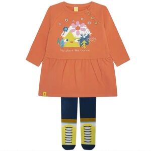 Orange Kids Casual Dress with Tights